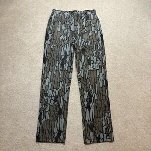 Vtg 70s TreBark Camo Pants SZ 31x32.5 Gray Brown Canvas Hunting Outdoor Utility